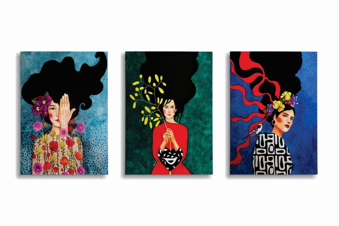 Wallity UDC10 Set de 3 Cuadros de Lienzo Multicolor